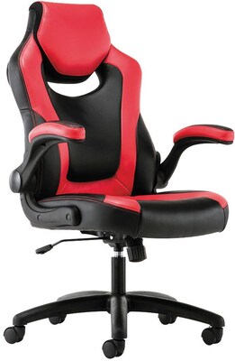 Sadie Racing Style Bonded Leather Gaming Chair, Black/Red (BSXVST912)