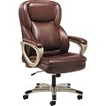 Sadie Leather Executive High-Back Chair with Fixed Arms, Brown (BSXVST326)