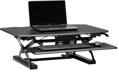 HON 35W Desktop Riser with Keyboard Tray, Black (BSXRISERBLK)