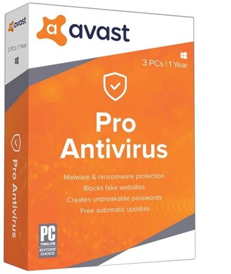 Avast Pro Antivirus 2019, 3 PC 1 Year for Windows (1-3 Users) [Download]