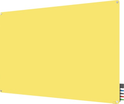 Ghent Manufacturing Harmony Magnetic Glass Dry Erase Board, Frameless, Yellow, 6 x 4 (HMYRM46YW)