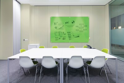 Ghent Manufacturing Harmony Magnetic Glass Dry Erase Board, Frameless, Green, 6' x 4' (HMYRM46GN)