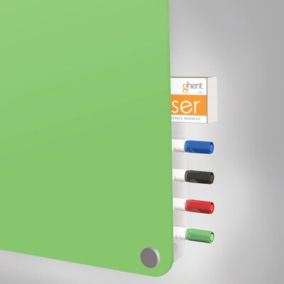 Ghent Manufacturing Harmony Magnetic Glass Dry Erase Board, Frameless, Green, 6' x 4' (HMYRM46GN)