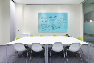 Ghent® Harmony Magnetic Glass Markerboard With Round Corner, Blue, 2' x 3' (HMYRM23BE)