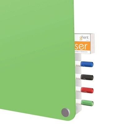 Ghent® Harmony Magnetic Glass Markerboard With Round Corner, Green, 4' x 4' (HMYRM44GN)