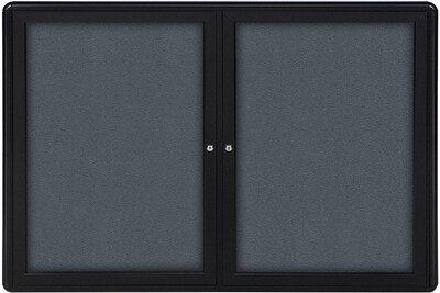 Ghent Ovation Double Door Enclosed Tackboard, Aluminum Frame, 60W x 36H (OVK4-F91)