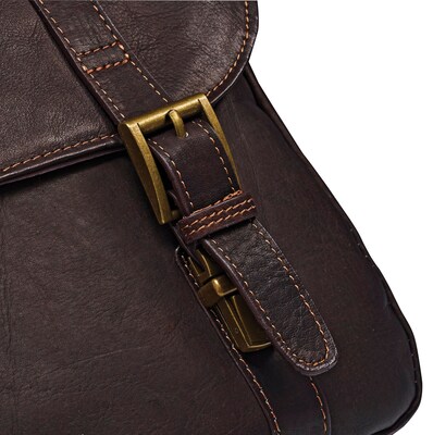SAMSONITE LEATHER FLAPOVER CASE BROWN
