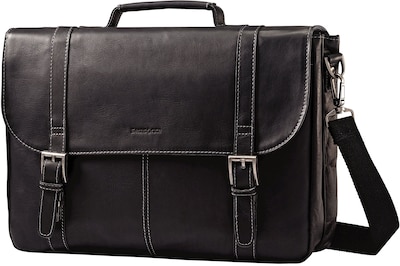 SAMSONITE LEATHER FLAPOVER CASE BLACK