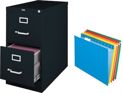 FREE File Folders When You Buy A Quill 2-Drawer Letter Size Vertical File Cabinet, Black (26.5-Inch)