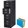 FREE File Folders When You Buy A Quill 4-Drawer Letter Size Vertical File Cabinet, Black (26.5-Inch)