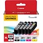 Canon 280XL/281 Black High Yield and Photo Black/Cyan/Magenta/Yellow Standard Yield Ink Cartridge, 5/Pack (2021C007)