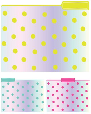 Eccolo Iridescent Dots Top Tab File Folders, Letter Size, 3 Tab, 9/Pack (ST617E)