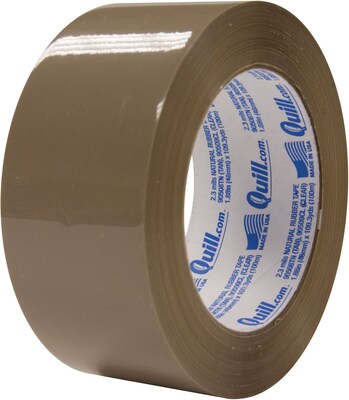Quill Brand® Medium-Duty Natural Rubber Packing Tape, 2.3 Mil, 2 x 110 yds., Tan, 6/Pack, (C601/90508TN)