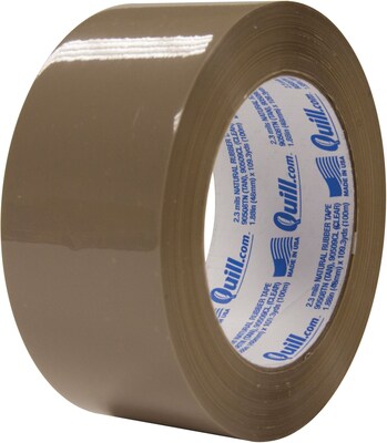 Quill Brand® Medium-Duty Natural Rubber Packing Tape, 2.3 Mil, 2 x 110 yds., Tan, 6/Pack, (C601/905