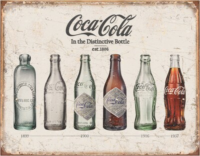 Coca-Cola® Vintage Tin Sign, Bottles