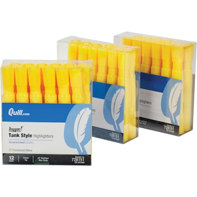 Quill Brand® Highlighters; Chisel Point, Fluorescent Yellow, 3 Dozen (CD7281516)