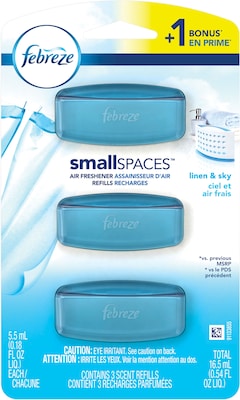 Febreze Small Spaces Linen & Sky Refills Air Freshener, Fresh Scented, 0.56 oz. (69757)