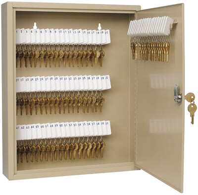 MMF Industries™ STEELMASTER® Uni-Tag® Key Cabinet, 80 Key Capacity, Sand, 17 1/8H x 14W x 3 1/8D