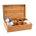 Mind Reader Bamboo Tea Storage Chest Box with 8 Compartments, Brown (BTBOX-BRN)