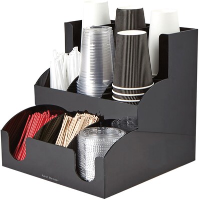 Mind Reader Acrylic 9 Compartment Condiment Organizer, Black (3LAYER9-BLK)