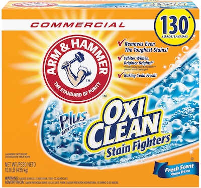 Arm & Hammer Powder Detergent with OxiClean Fresh Scent, 130 Load Box, 3 Boxes/Carton (33200-00108)