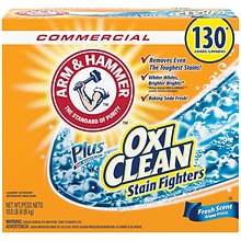 Arm & Hammer Powder Detergent with OxiClean Fresh Scent, 130 Load Box, 3 Boxes/Carton (33200-00108)