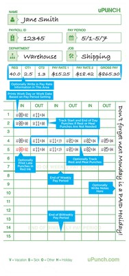 uPunch Time Cards HNTCG1050 (Non-Calculating-50 pack)
