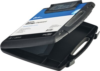 Quill Brand® Plastic Deluxe Storage Clipboard with Calculator, Legal Size, Black (25971-QCC)