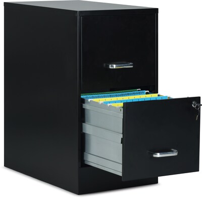 Quill Brand® 2-Drawer Vertical File Cabinet, Locking, Letter, Black, 22 ...