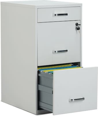 Quill Brand® 3-Drawer Vertical File Cabinet, Locking, Letter, White, 18D (52144)