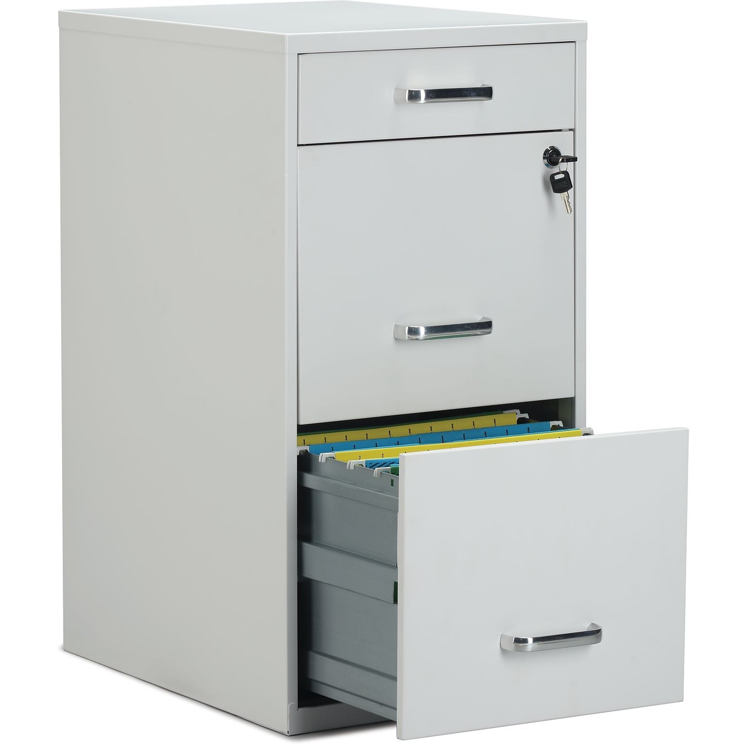 Quill Brand® 3-Drawer Vertical File Cabinet, Locking, Letter, White, 18D (52144)