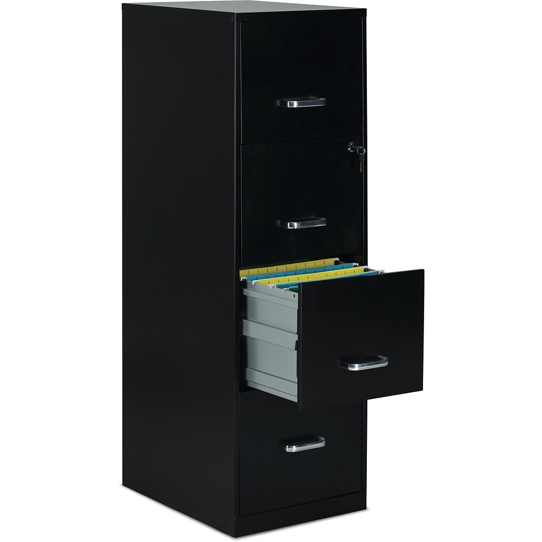 18" 4 Drawer Metal File Cabinet Black Storage Hanging Home Office Lightweight US 