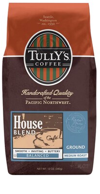 Tullys Coffee, House Blend Ground Coffee, Medium Roast, 12 Oz.