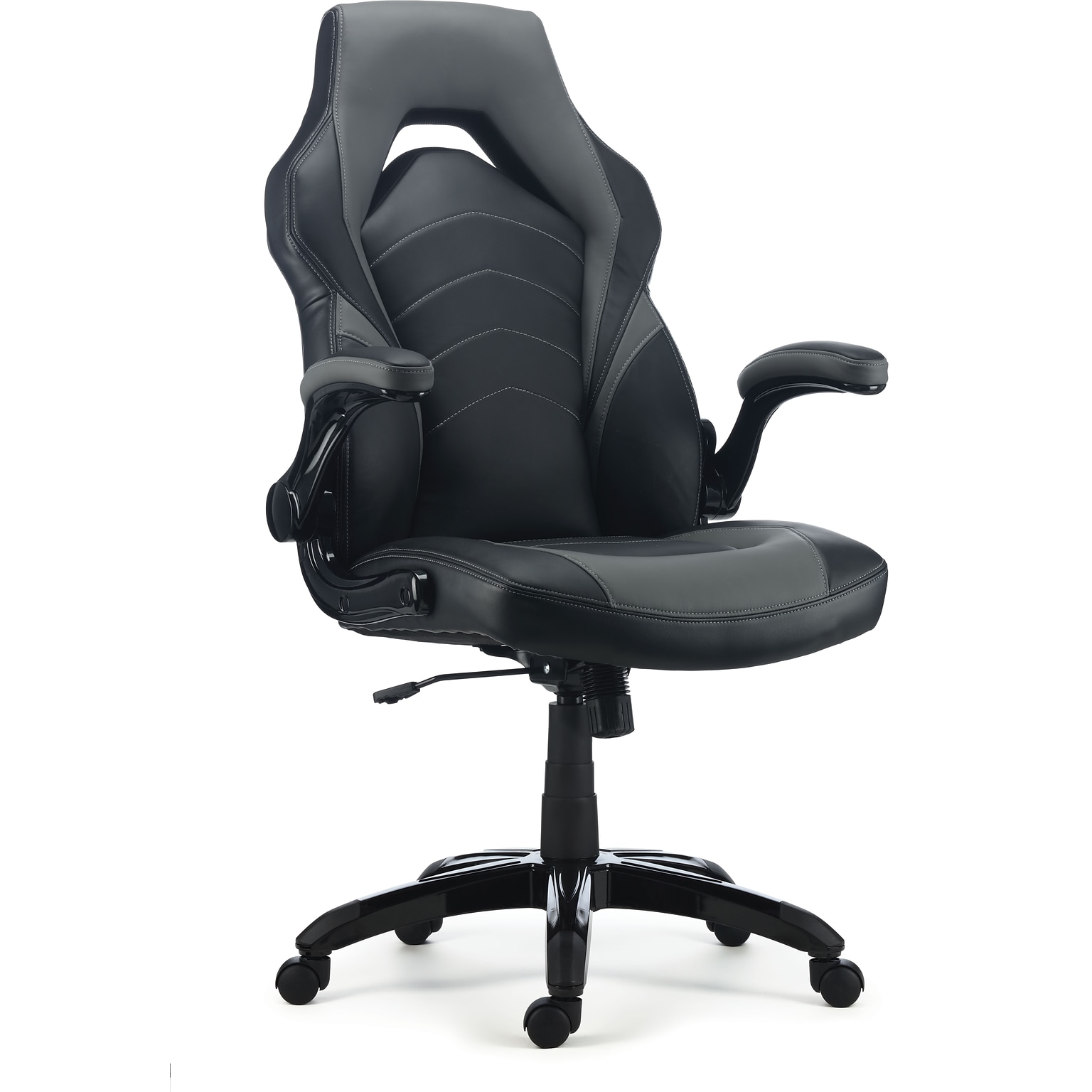 Quill Brand® Luxura Faux Leather Racing Gaming Chair, Black and Gray (52503)