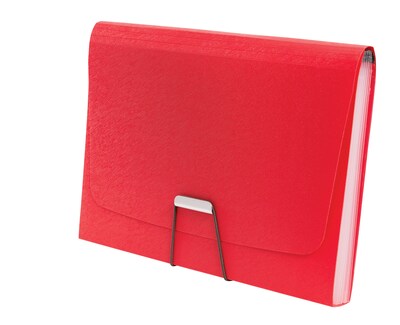 TRU RED™ Moisture Resistant Reinforced Plastic Filing Accordion File, 7-Pocket, Letter Size, Red (TR