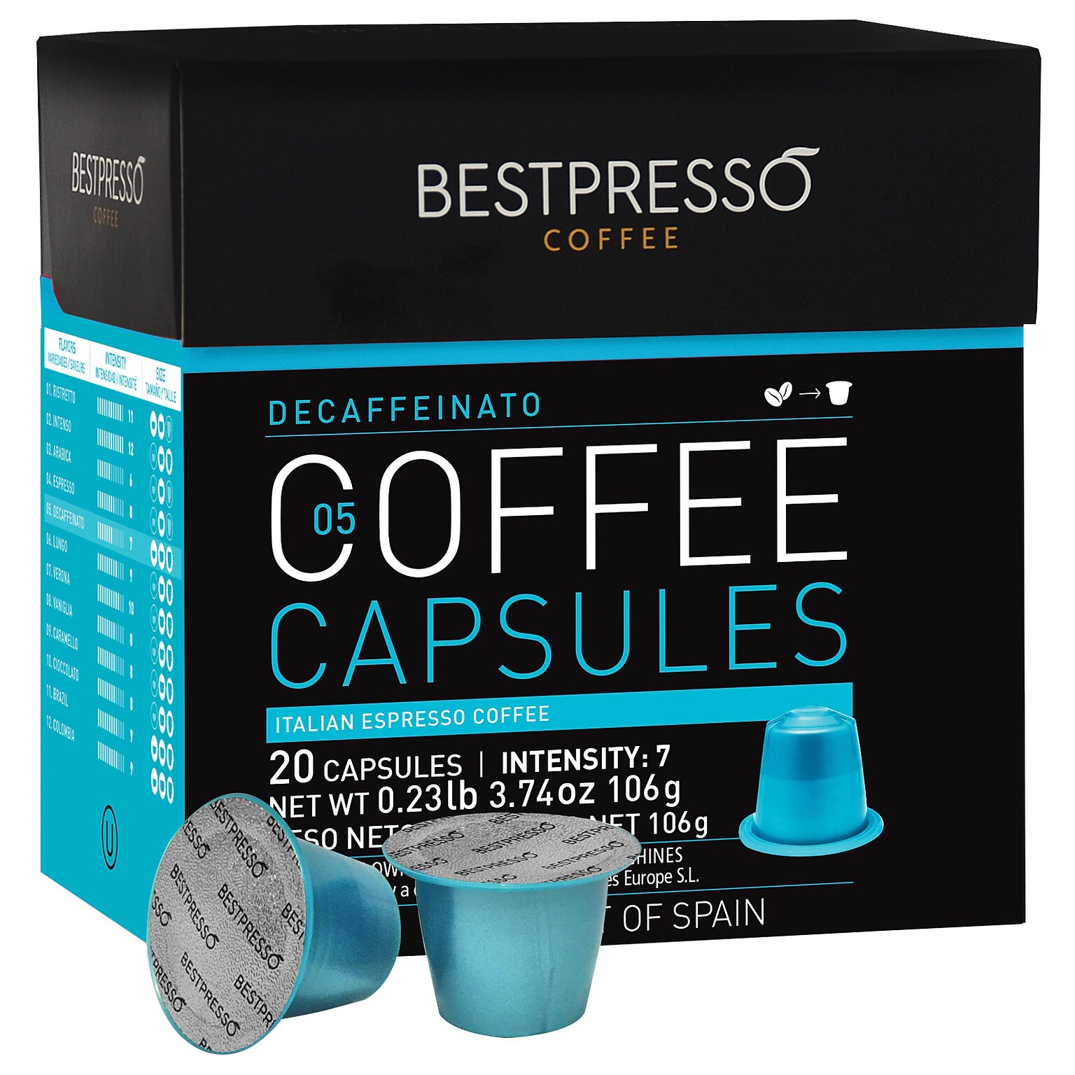 Bestpresso Decaffeinatio Blend Coffee Nespresso Pods, Light Roast, 20/Box (BST10423)