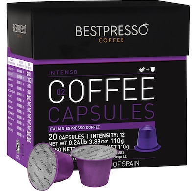 Bestpresso Inteso Blend High Intensity Coffee Nespresso Pods, Dark Roast, 20/Box (BST10413)