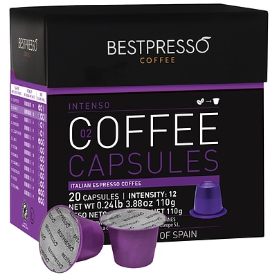 Bestpresso® Compatible Nespresso® Pods, Inteso Blend, High Intensity, 20 Capsules per Box (BESTP-02INTS)