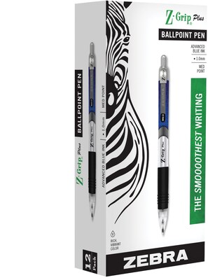 Zebra Pen Jimnie Clip Eco Retractable Ballpoint Pen, 1.0mm Medium Point, Blue Dozen(25520)