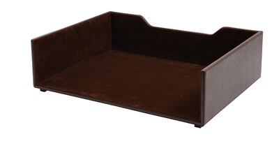 Staples® Stackable Letter Tray, Faux Leather, Brown