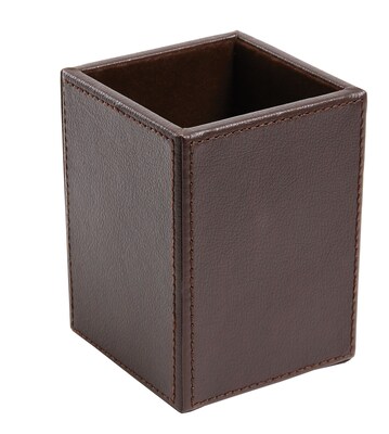 Staples® Pencil Cup Faux Leather, Brown