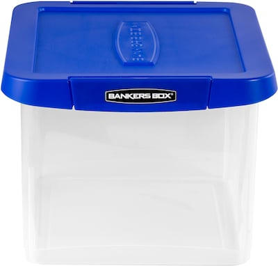 Bankers Box Heavy-Duty Plastic File Box, Letter/Legal Size, Blue/Clear (0086201)