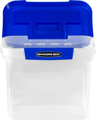 Bankers Box Heavy-Duty Plastic Portable File Storage Box, Letter Size, Blue/Clear (0086301)