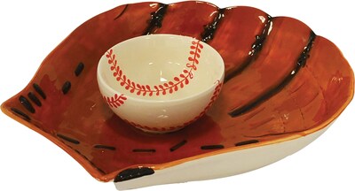 Baseball Glove Ceramic Chip & Dip Set