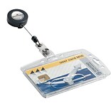 Durable Single Closed ID Card Holder with Badge Reel, Black, 32 Length, 10/Bx
