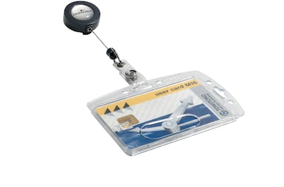 Durable Shell Style ID Card Holder With Reel, Clear, 10/Bx (DBL801219)