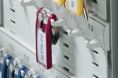 Key Tags with Paper Inserts for Locking Key Cabinets, Black, 6/Pk