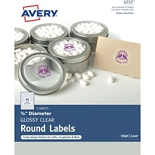 Avery Glossy Clear Print-to-the-Edge Round Labels, 3/4 Diameter, Pack of 400 (4222)