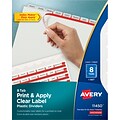 Avery Print & Apply Plastic Dividers, 8-Tab, Frosted White, 24 Sets/Carton (11450)