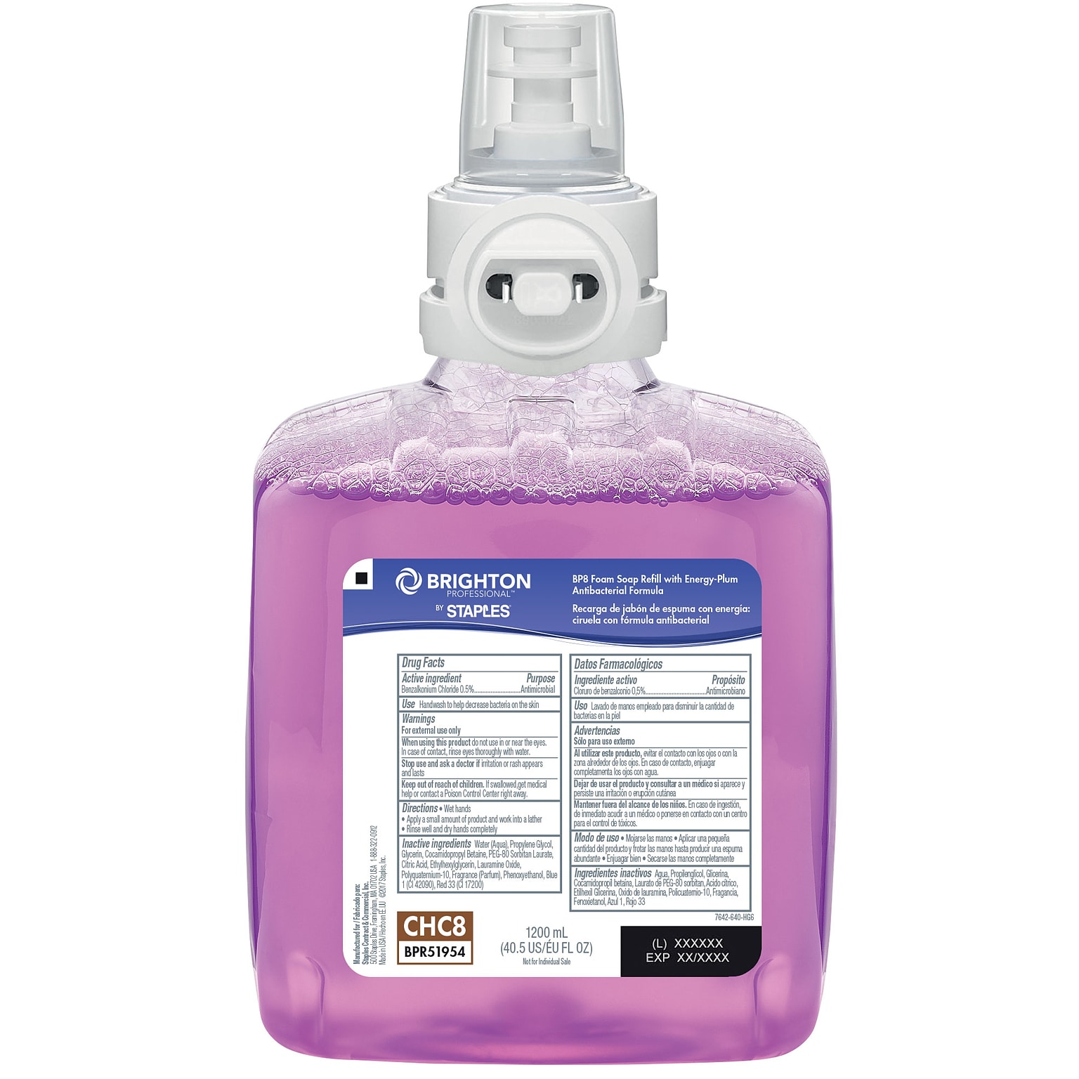Brighton Professional Antibacterial Foaming Hand Soap Refill for BP Dispenser, Plum Scent, 2/Carton (51954)